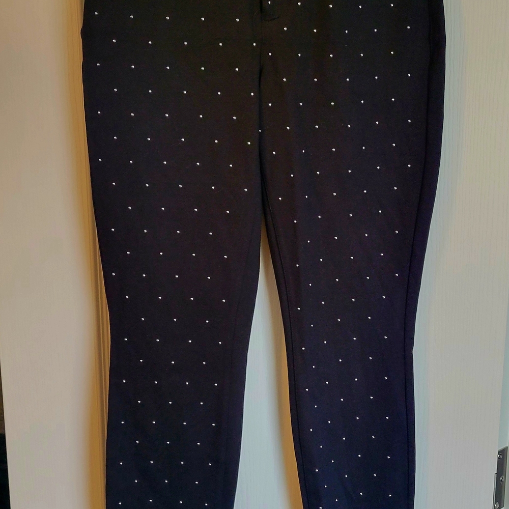 Soma Black Ponte Pants Witb Embelishments On Front